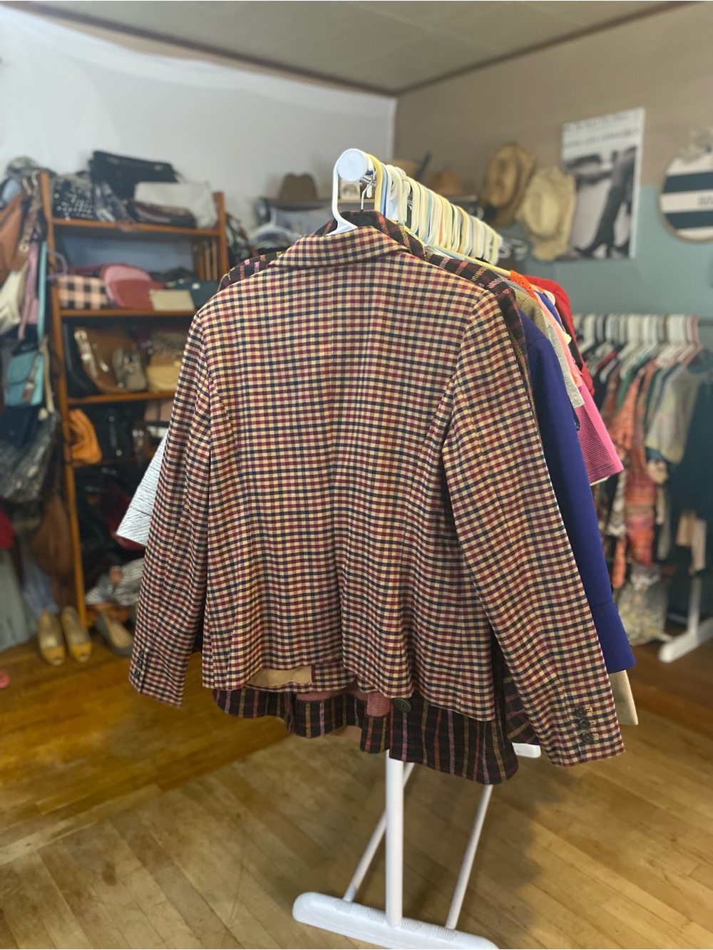 Merona Red, Blue & Tan Plaid Women's Blazer - Picture 7 of 7
